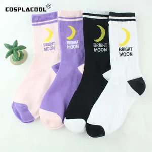Яркие Луна хлопчатобумажные забавные носки в Корейском стиле Harajuku милые носки с буквами Chaussette Femme носки для скейтборда Skarpetki хип-хоп Crew Sokken