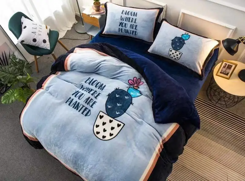 Мультфильм двухсторонний фланель утолщенный теплый постельные принадлежности