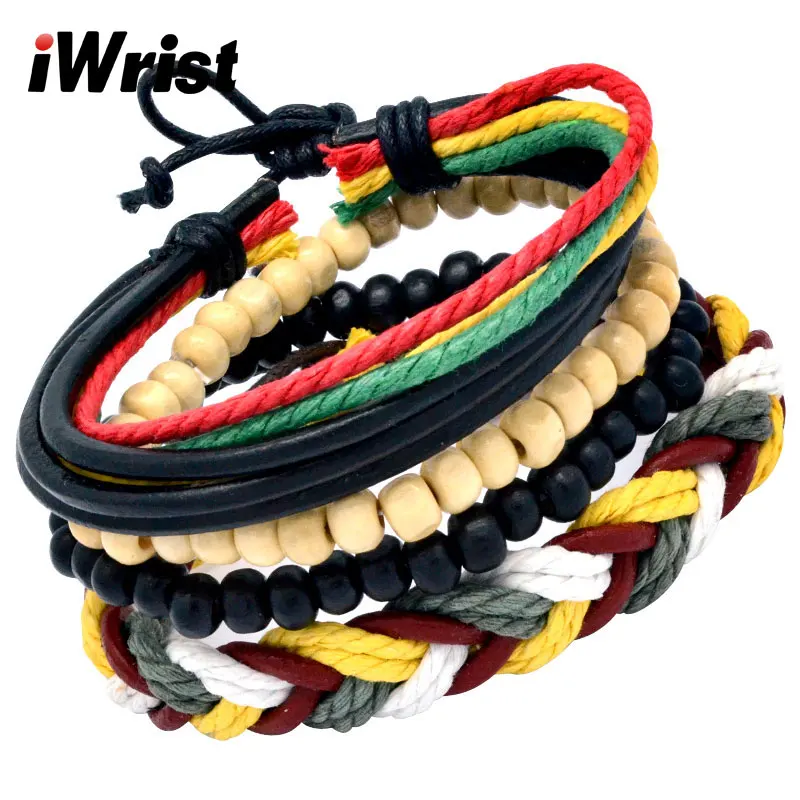 IWrist 2019 мужской Радужный винтажный многослойный браслет из натуральной кожи