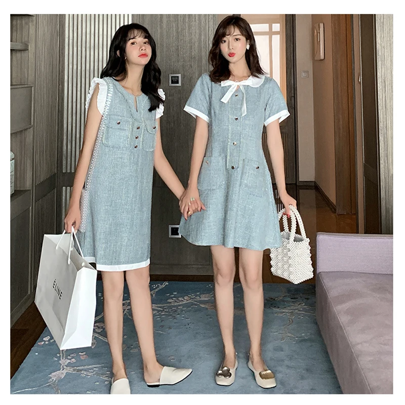 Летняя женская одежда подружки сестры Французский Ретро кукла воротник лук