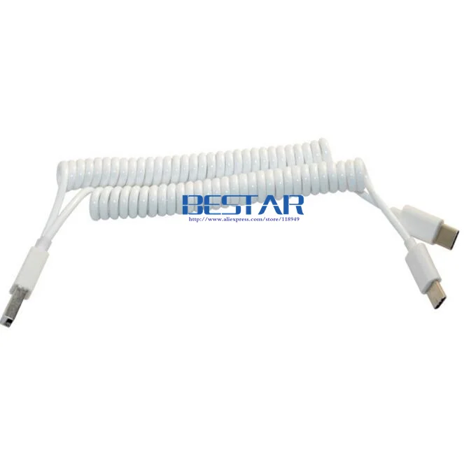 

(100pcs/lot) Spring Coiled Double USB 3.1 C-TYPE USB3.1 usb type c male 2 two to USB 2.0 AM adapter adaptor stretch Cable 1m 3ft