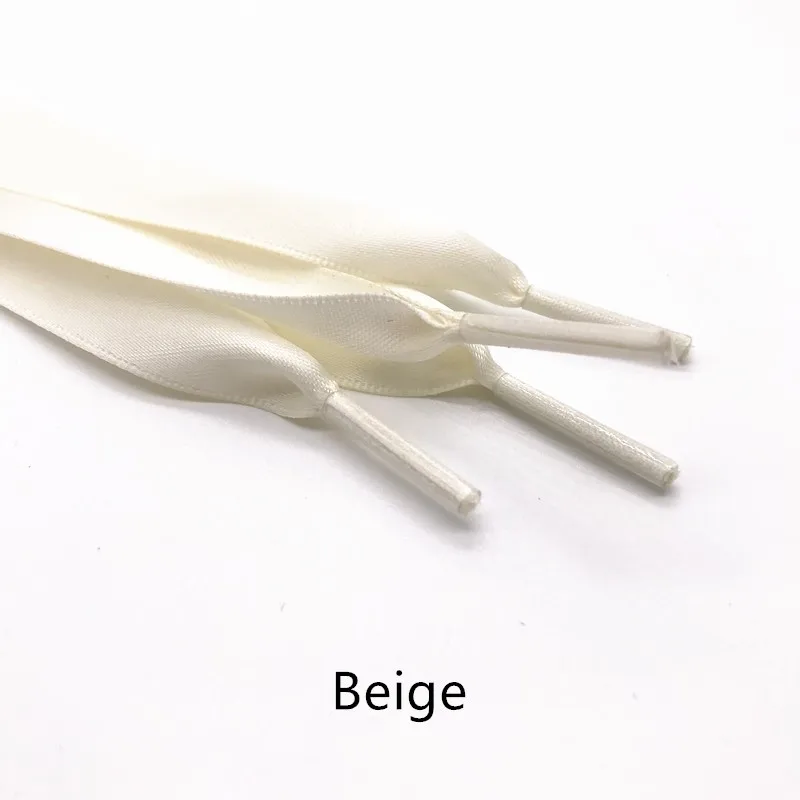 Beige 1 пара, 2 см, ширина, шелковые плоские шнурки, атласные шелковые ленты, кроссовки со шнурками, Спортивная белая женская обувь, кружева, длина 110 см, шнурки - Цвет: Beige