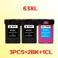 2bk1color ink cartridges compatible for 63 63xl 3630 3632 4652 4655 4522 envy 4516 4512 4520 4522