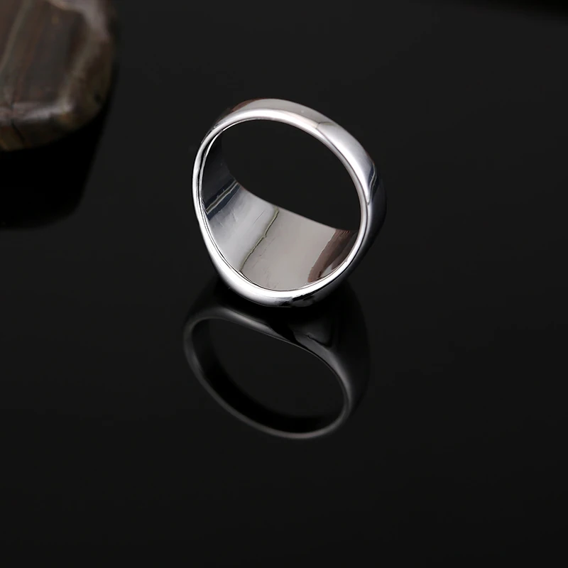 Sellsets Fashion Male Jewelry Black Round Enamel Ring Classic Silver Color Party Rings For Men Christmas Gift | Украшения и