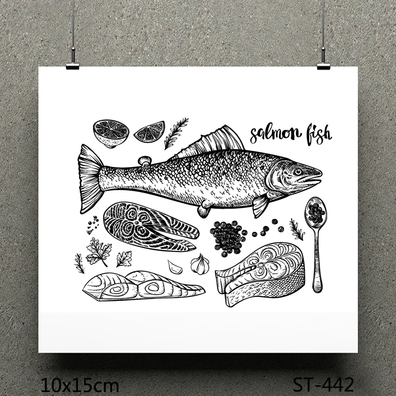 AZSG лососевая рыба сашими силиконовые прозрачные штампы для скрапбукинга Сделай