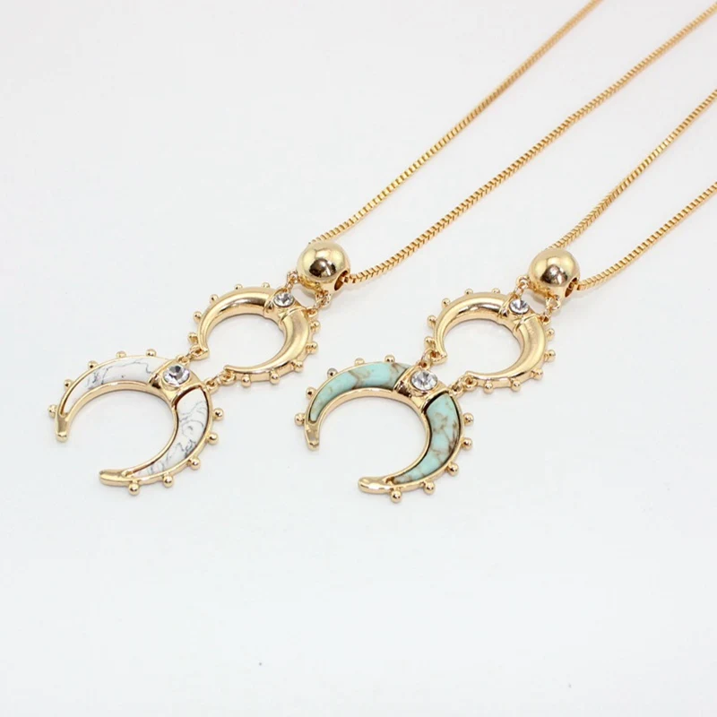 Женское длинное золотое ожерелье Szelam подвесное в богемном стиле с рожком из