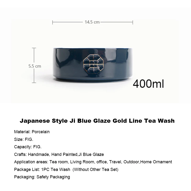 400 мл японский стиль Цзи синяя глазурь золотая линия чай мыть фарфоровая миска