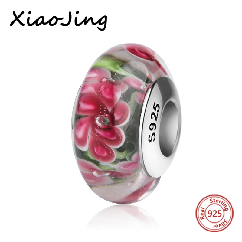 New design green four leaf clover Murano glass beads diy charms 925 sterling silver fit authentic pandora bracelet jewelry gifts - Цвет: TG1057