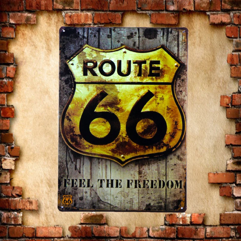 Винтаж Route 66 пиво Плакат Металл Олово Знаки Ретро наклейки на стену для бара паб