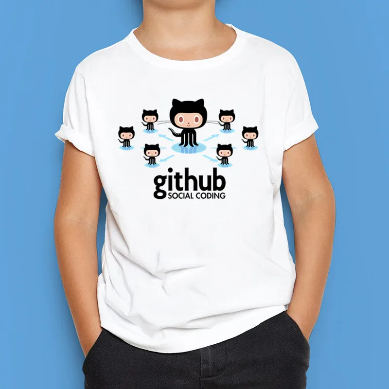 Топы для девочек и мальчиков с надписью Geek Programmer Github принтом в виде социальных
