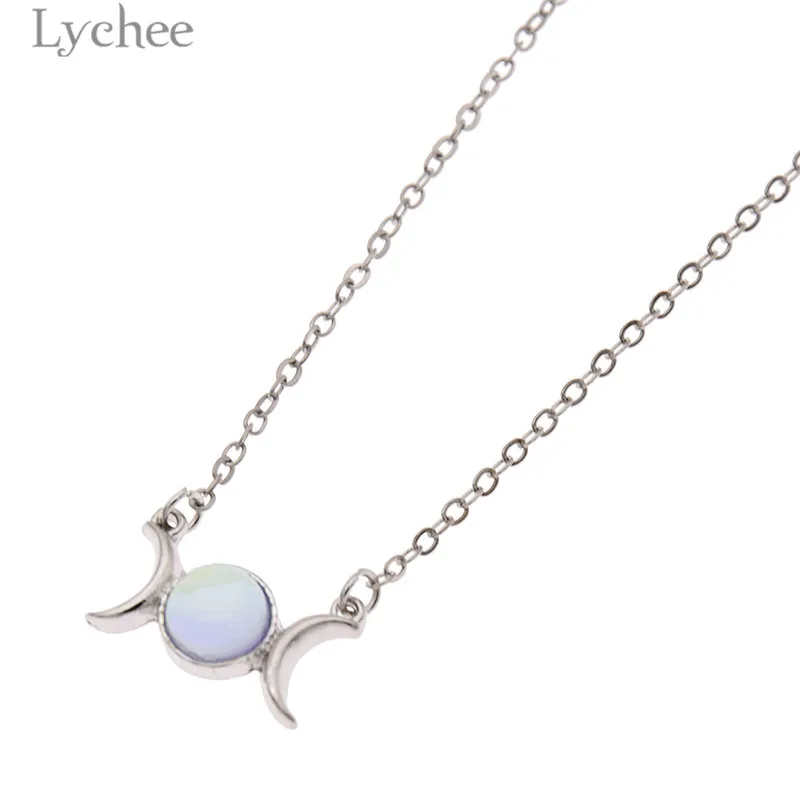 Lychee 1 шт. Трендовое женское ожерелье из сплава с натуральным камнем и тройной