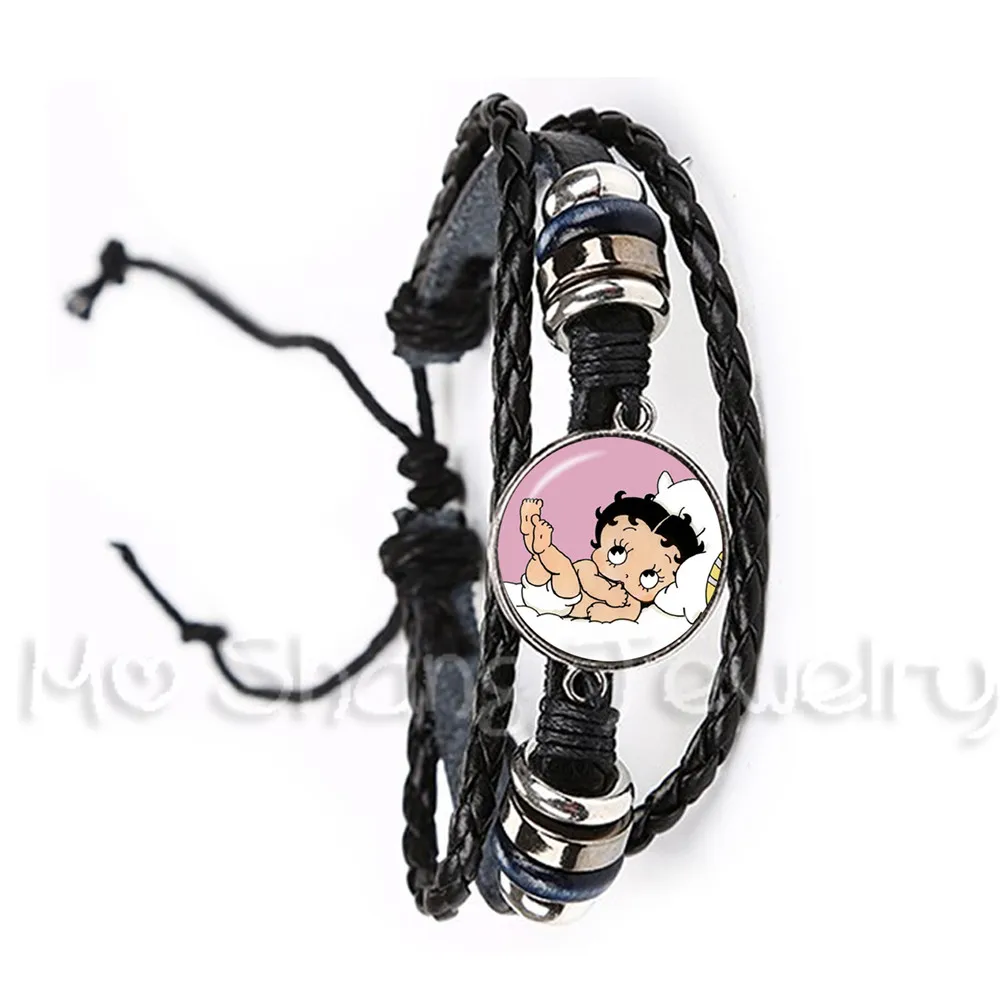 

Classic Betty Boop 20mm Glass Dome Bracelet Women Men Jewelry Cute Betty Boop Adjustable Leather Bracelet Accessories Xmas Gift