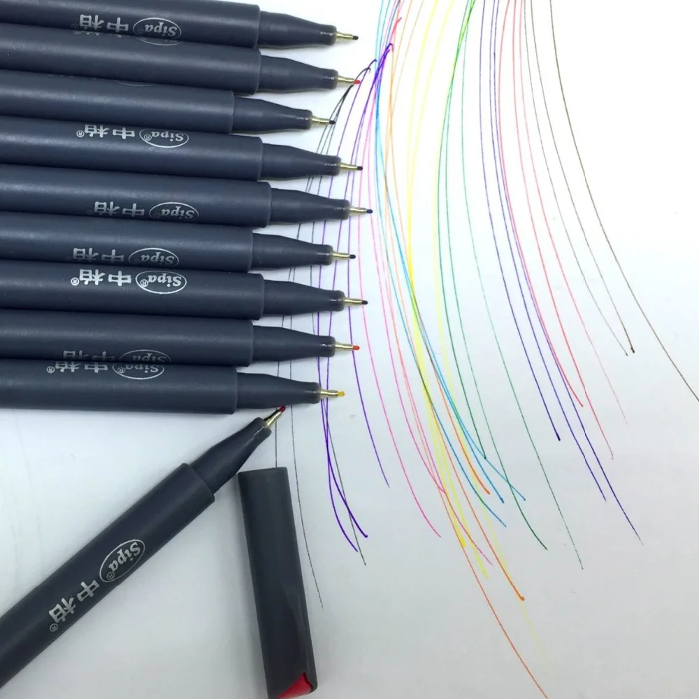 Набор цветных ручек Fineliner 0 38 мм цветные тонкие линии разные цвета 10 шт.|color pen set|pen