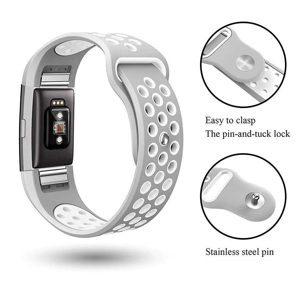 Новый Сменный двойной цветной спортивный силиконовый для браслета FitBit Charge 2