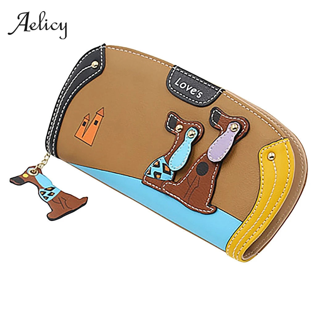 Женский кошелек Aelicy с мультяшным рисунком на молнии отделением для карт мелочи
