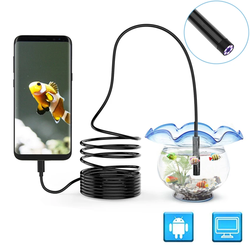Микро USB Android эндоскоп Водонепроницаемый Бороскоп Инспекционная камера 6