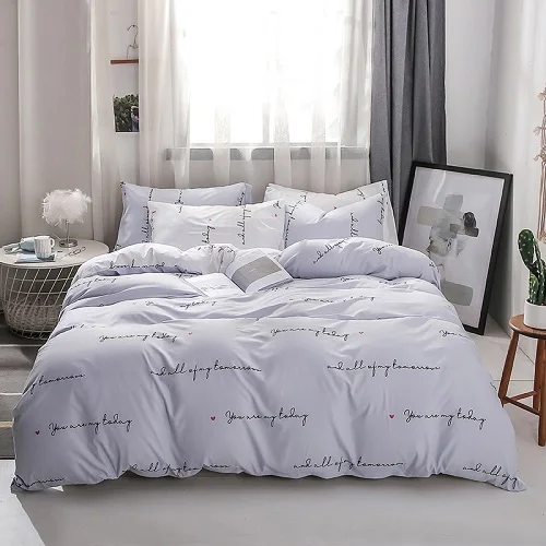 bedding set 6 Ультра мягкий пододеяльник, пододеяльник, простыня, подушка, shams, 3/4 шт., двойной, queen King size, постельный комплект, серый, белый, черный, розовый цвет - Цвет: bedding set 6