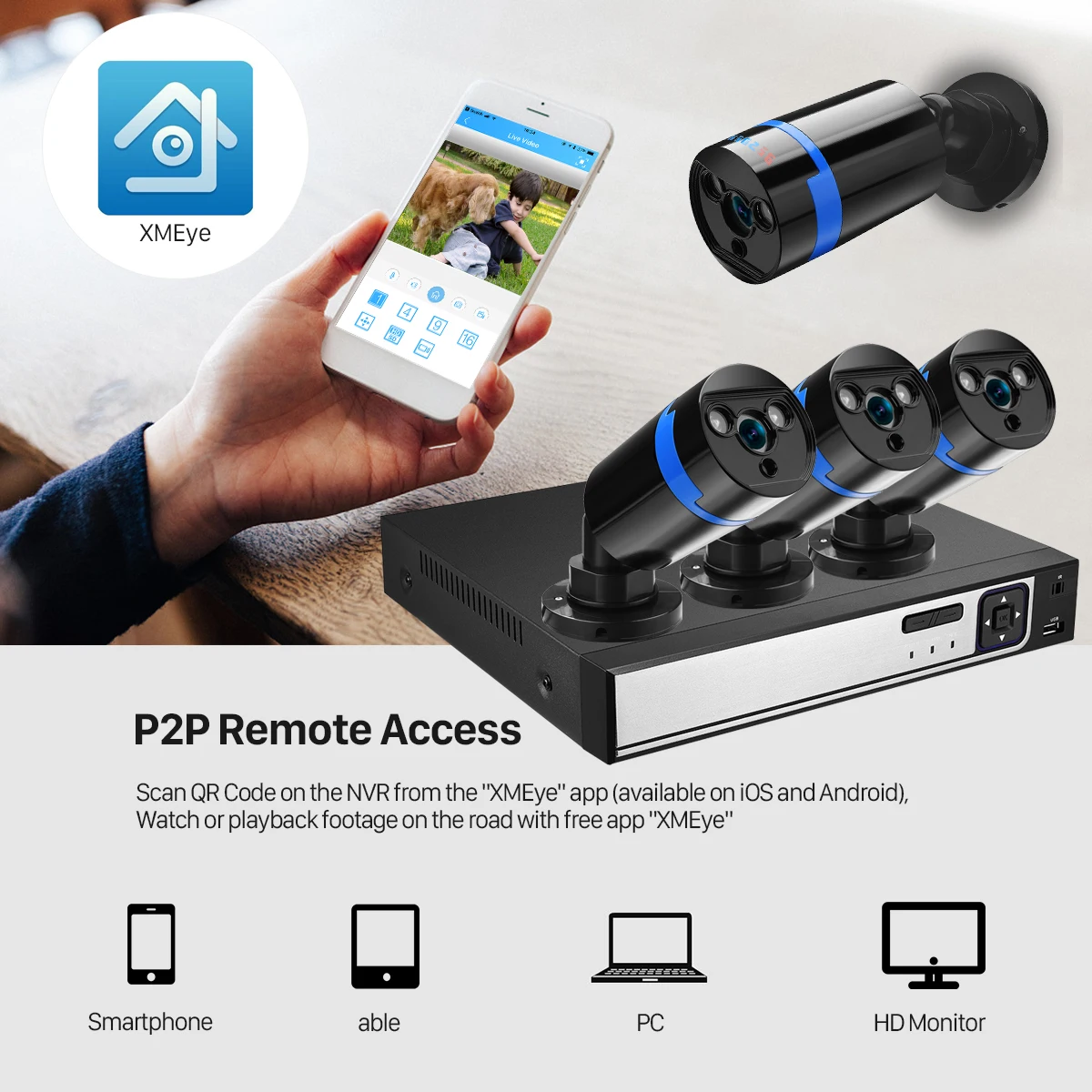 Besder H.265 PoE NVR комплект 3MP CCTV система 8CH PoE NVR+ 4 шт. 3MP/2MP Открытый IP66 водонепроницаемый ночного видения IP камера PoE App View