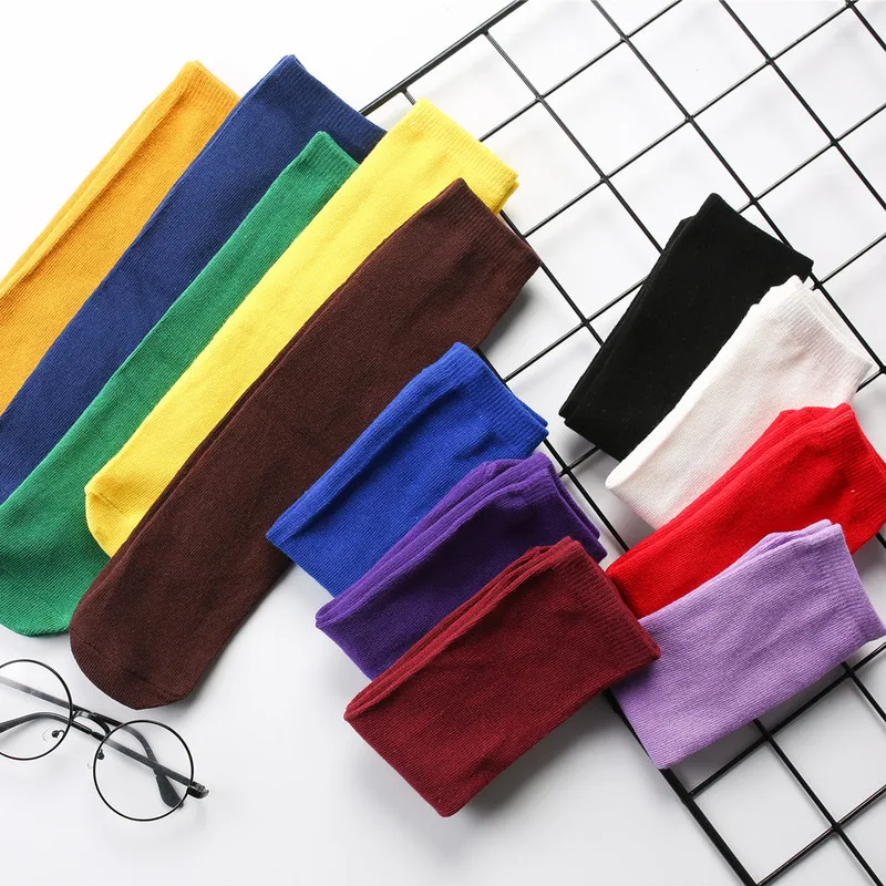 Calcetines largos hasta la rodilla para ni&ntilde;as, medias de Color s&oacute;lido, calentadores de piernas, Color blanco, 2-12 a&ntilde;os-4