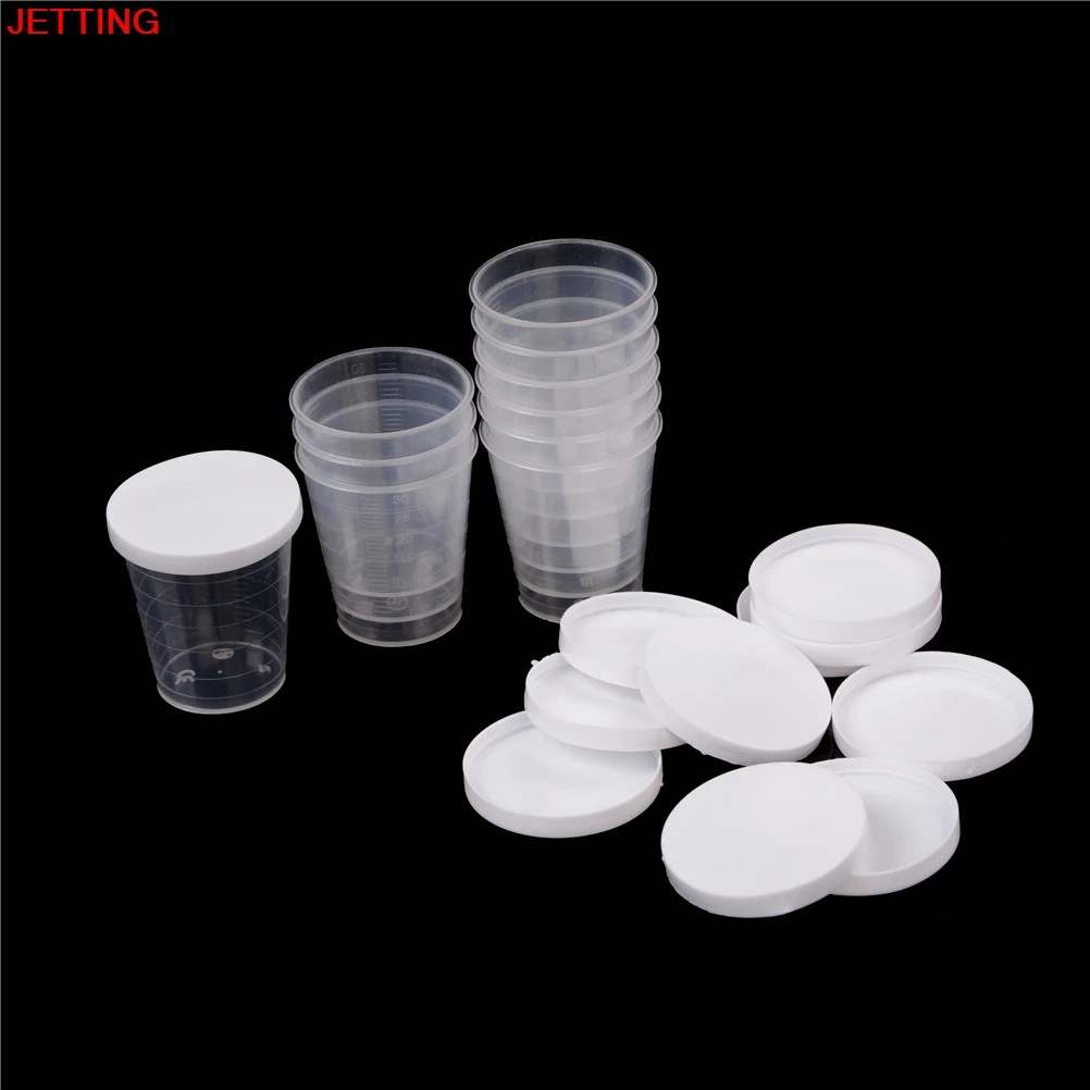 

10 PCS 30ml Plastic Graduated Laboratory Test Cylinder White Lid Clear Pp Liquid Measuring Cups Indexing Clear Container Tube