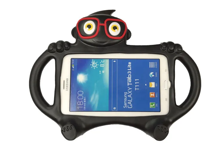 Черный Детский мультяшный чехол EVA с очками для samsung Galaxy Tab 3 4 t211 T210 T230 T231 Lite T110 T113 Настольная подставка держатель задняя крышка+ стилус - Цвет: Черный