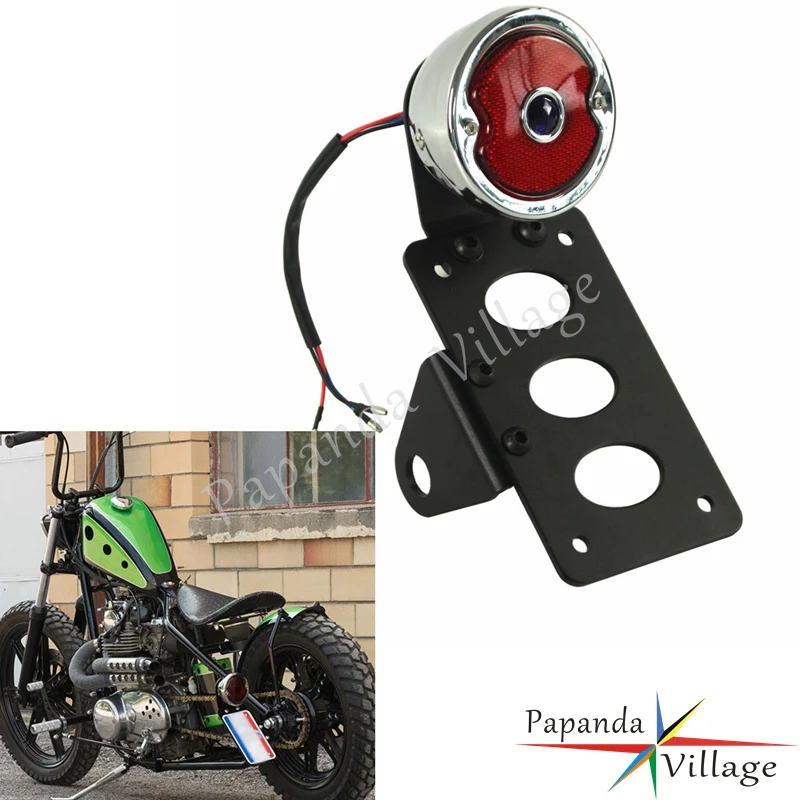 

Motorcycle Chrome Red Side Axle Mount License Plate Bracket Tail Brake Light For Harley Dyna Softail Chopper Bobber Custom