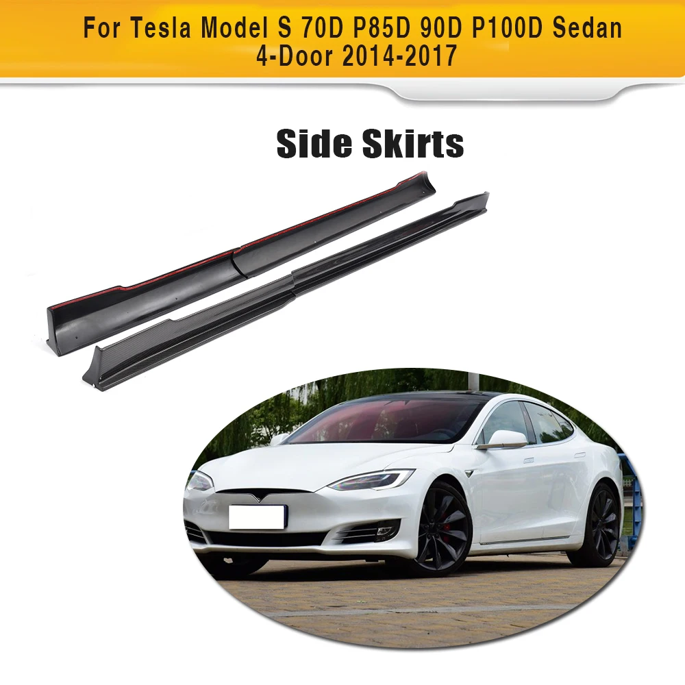 Углеродное волокно автомобиля боковые юбки бампер губы фартуки для Tesla модель S