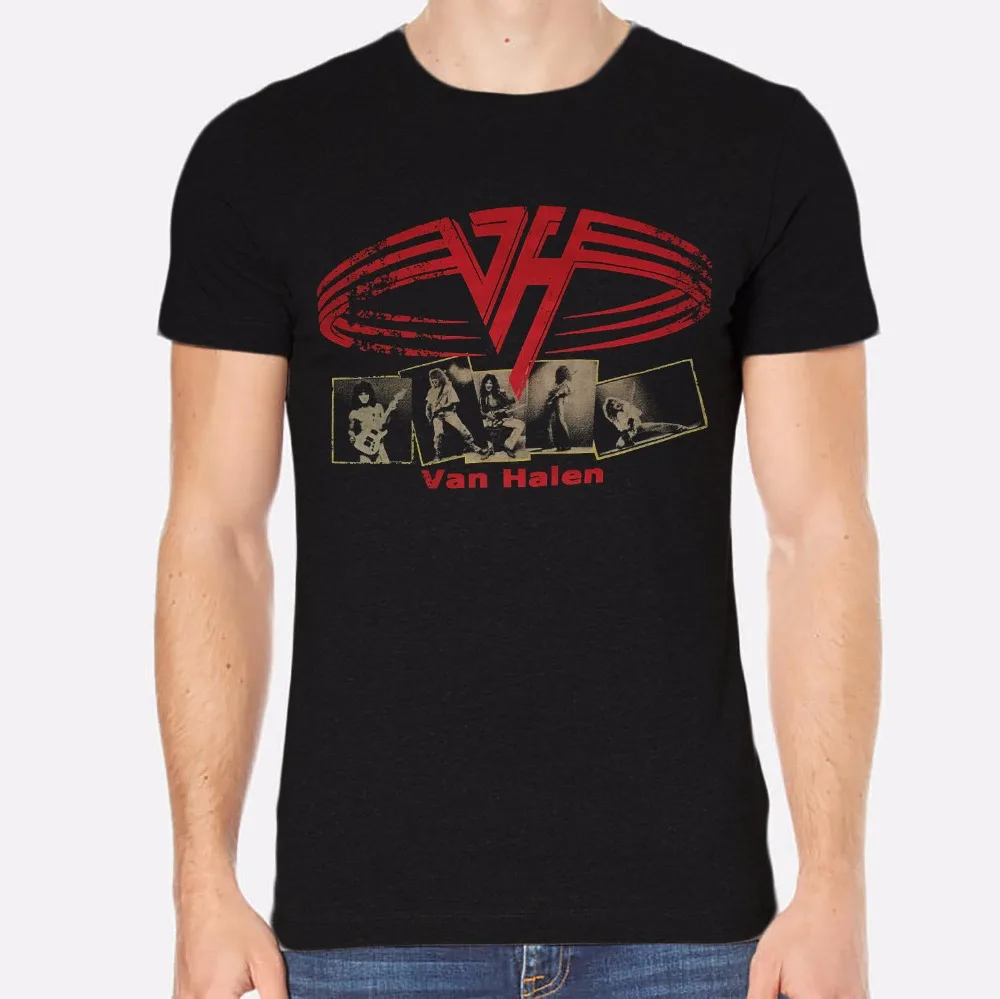 T Shirt Quotes Short Graphic Van Halen Rock New Men T-Shirt Black Clothing 061 O-Neck Mens Tees | Мужская одежда