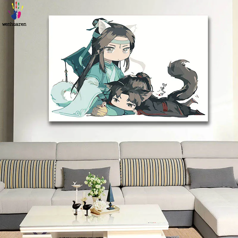DIY Coloring paint by numbers Cute version of the magical Taoist figure paintings with kits 40x50 framed | Дом и сад