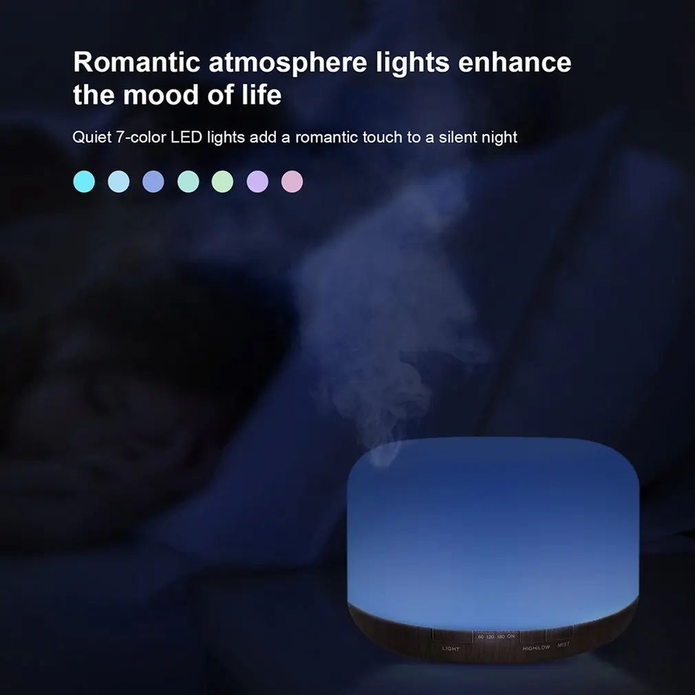 

500ML Quiet Colorful Night Light Home Office Aroma Essential Oil Diffuser Ultrasonic USB Rechargeable Mist Humidifier