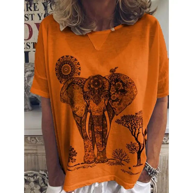 Boho простые пляжные оранжевые футболки для женщин большие размеры Желтый