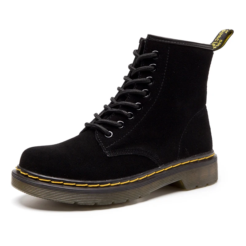 Женские ботинки; doc martins; коллекция года; винтажные классические ботинки martin в британском стиле из коровьей замши; женские мотоциклетные ботинки на толстом каблуке