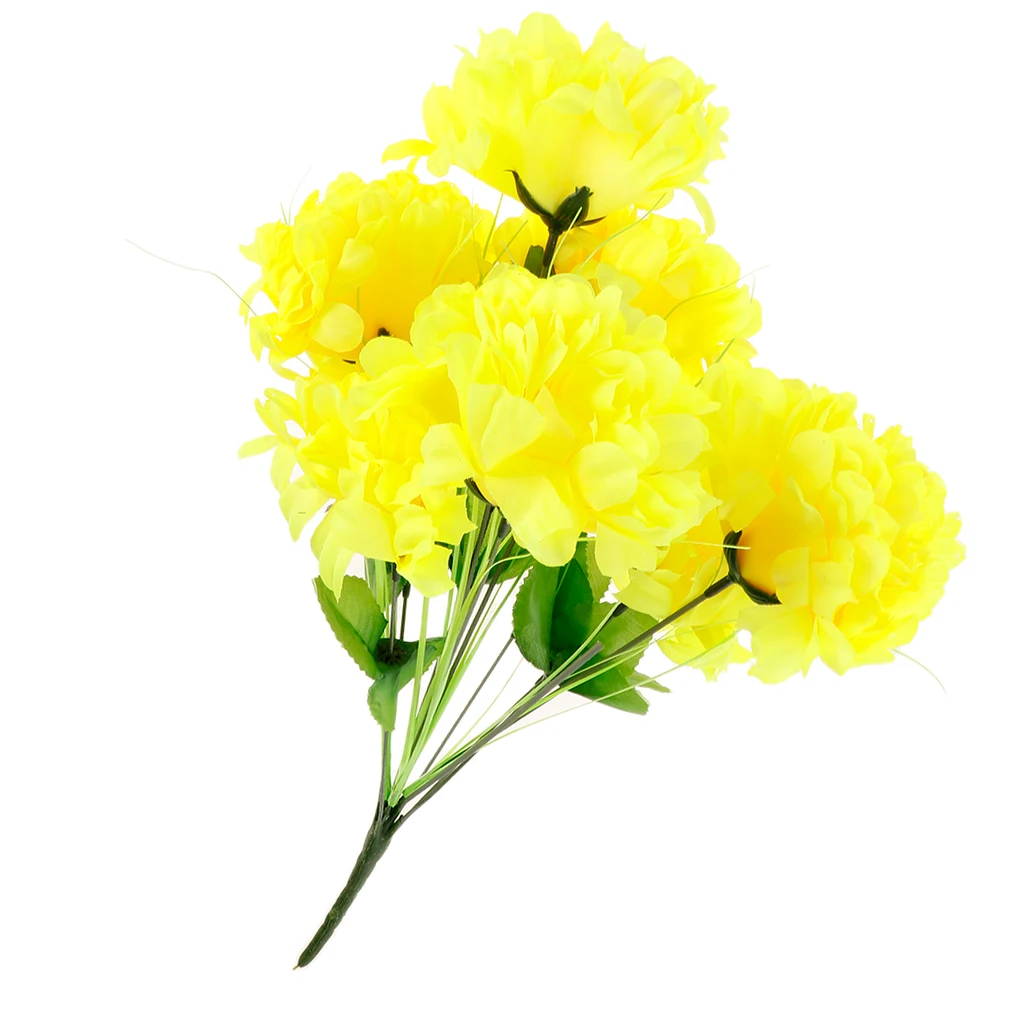 Yellow Искусственный Шелковый букет хризантем для домашнего декора стола могила кладбище цветы - Цвет: Yellow