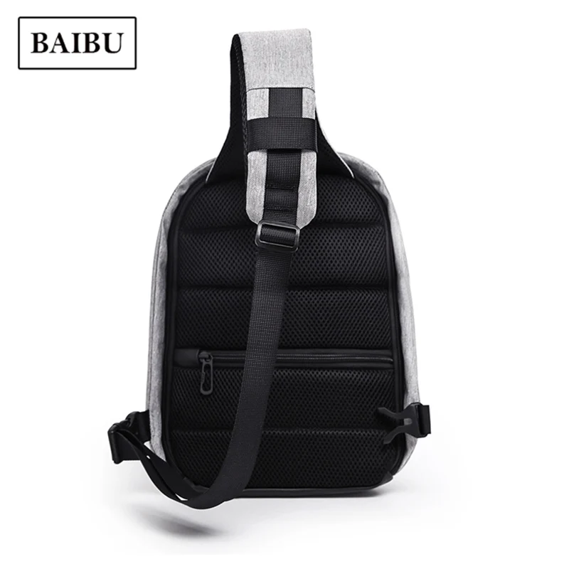 BAIBU Chest Bag New Korean Creative Fashion Shoulder Casual Men's Waterproof USB Charge Anti-theft Messenger Handbags | Багаж и сумки