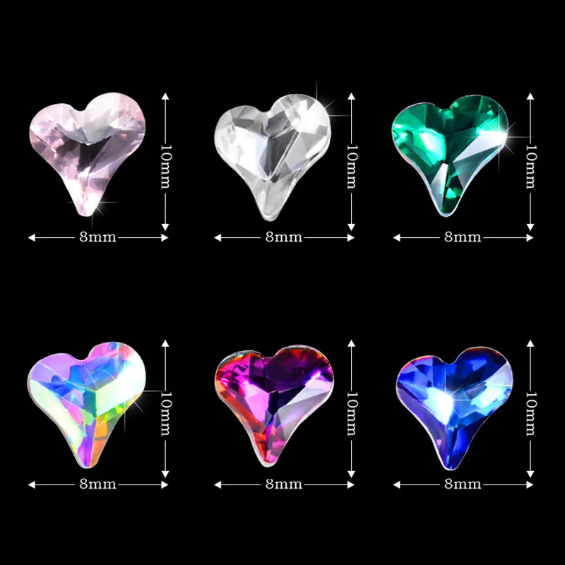 10 шт. хрустальные стразы изогнутый гвоздь в форме сердца художественный стикер