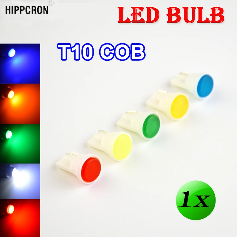 Flytop 1 x T10 COB Светодиодная лампа белый/желтый/зеленый/синий/красный цвет 194 W5W
