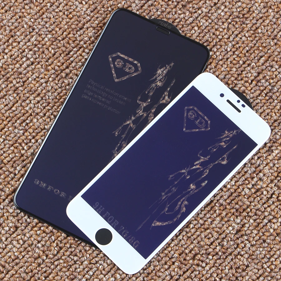 6D полное покрытие закаленное стекло для iPhone X XS Max XR 6 S 7 8 Plus Anti UV синий свет полный