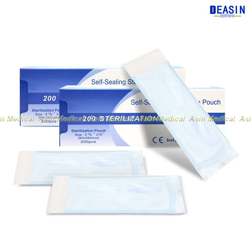 

57 * 130mm DENTAL SELF SEAL STERILIZATION POUCHES medical bag sterilization bags no need sealing machine 200 / box