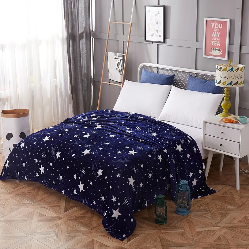 

Bright Stars Bedspread blanket 200x230cm High Density Super Soft Flannel Blanket to on for the Sofa/Bed/Car Portable Plaids