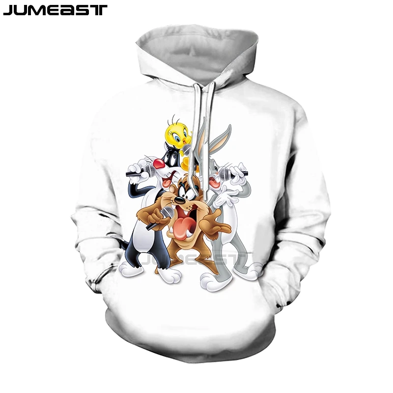 Бренд Jumeast, Мужская/Женская толстовка с 3D принтом, мультфильм, аниме, Багз Банни, длинный рукав, модная кепка, толстовка, спортивный пуловер, толстовки
