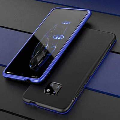 Чехол s для huawei mate 20 Pro, чехол, жесткая задняя крышка, металлический бампер, деловой чехол, чехол для телефона huawei mate 20Pro, металлический корпус - Цвет: black and blue