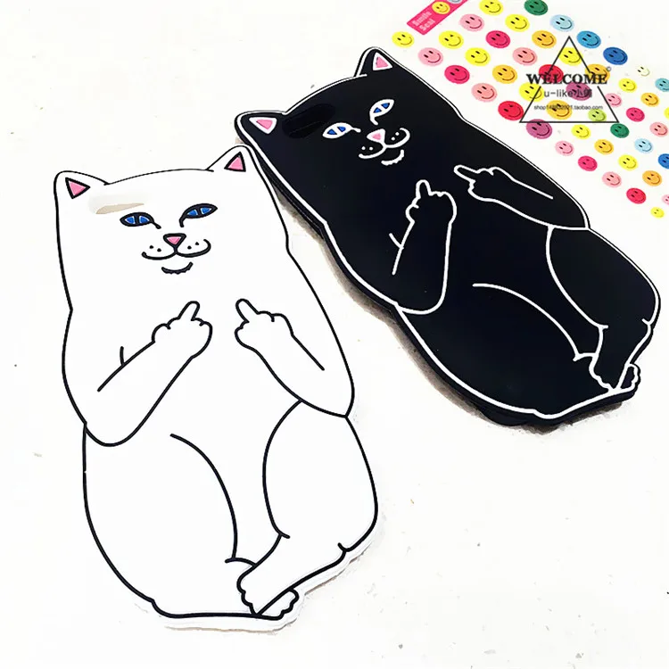 3D Кошка Мягкий Чехол Для iPhone 7 Силиконовый ТПУ Милый Карман котенок Крышка Plus 6 S