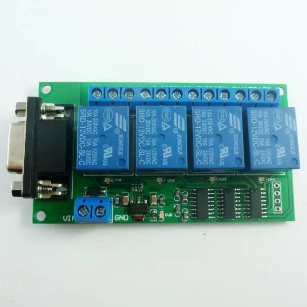 Релейная плата 12 В постоянного тока 4 канала RS232 PC USB UART DB9 дистанционный