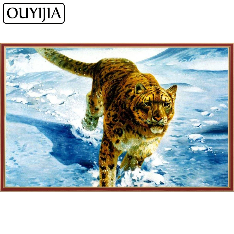 OUYIJIA 5D DIY животное домашнее украшение леопардовая алмазная живопись Вышивка