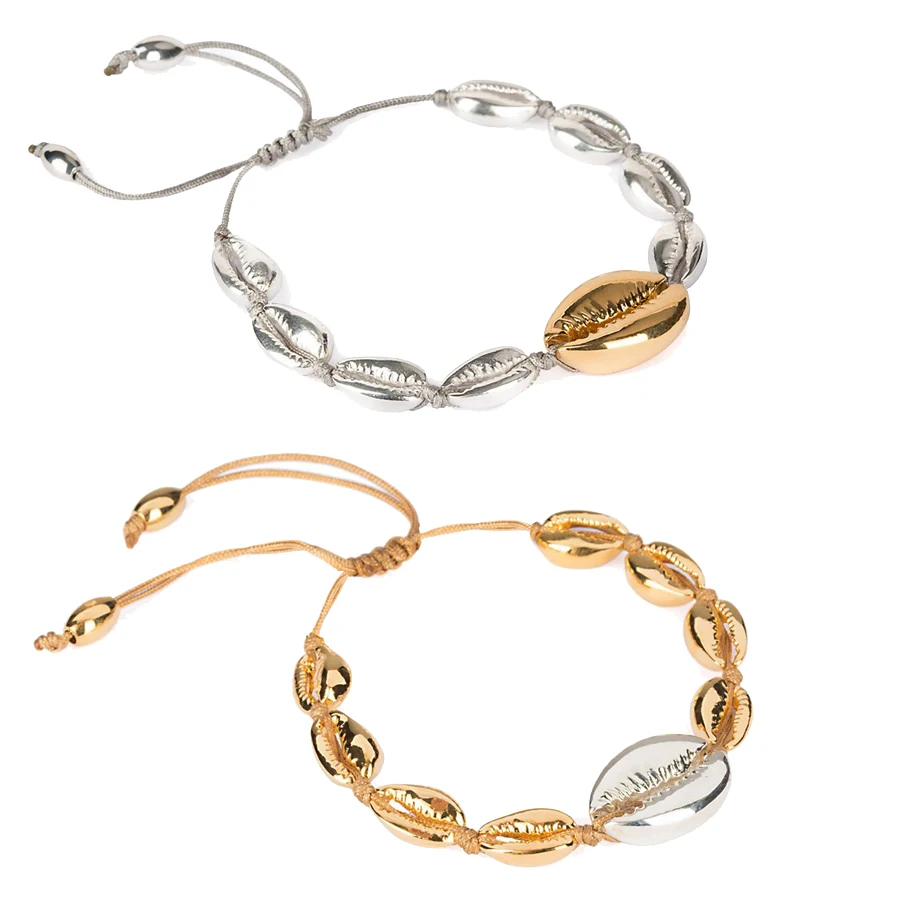 bileklik natural cowry PUKA SHELL BRACELET GOLD shell bracelets femme boho beach small seashell for women | Украшения и
