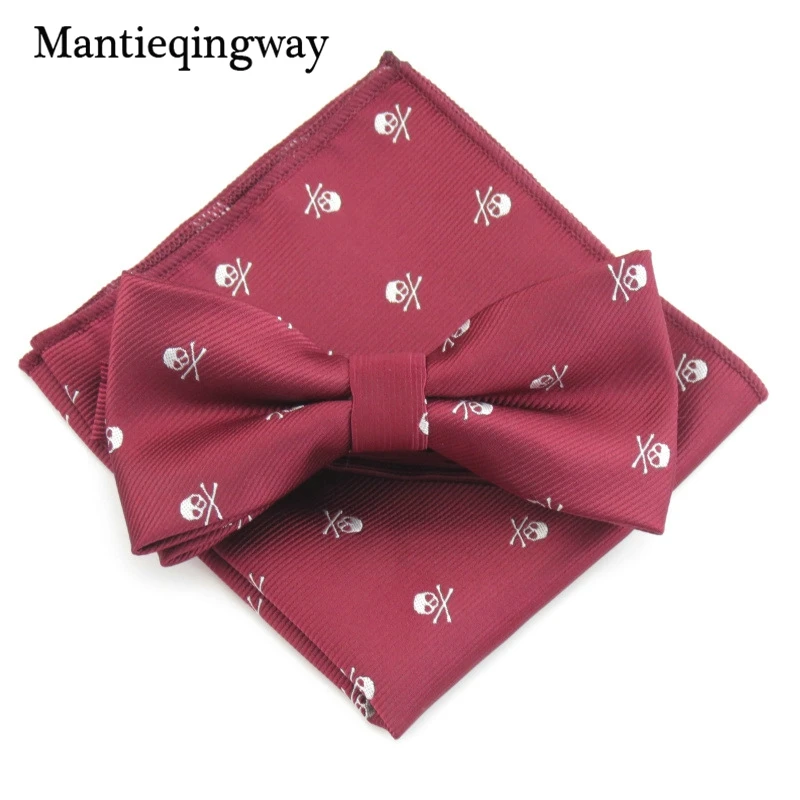 Mantieqingway деловой 23*23 см мужской платок полиэстер галстук-бабочка набор Череп