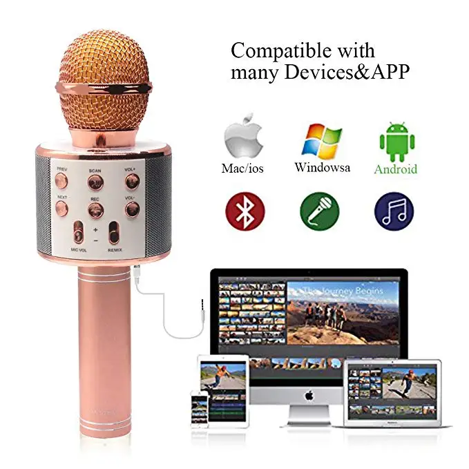 Bluetooth микрофон FELYBY WS858 беспроводной конденсаторный для караоке волшебный KTV