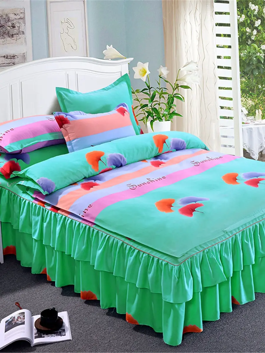 4Pcs Duvet Cover Set Colorful Pattern Comfortable Durable Bedding | Дом и сад