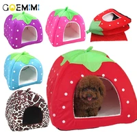fashion soft dog housestrawberry shapelovely dog bedwarm corduroy cute cat houselovely pet bed for cat and small dogs