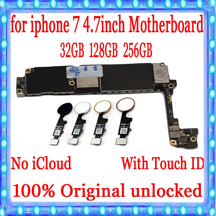 Для iPhone 7 4 дюймов оригинальная разблокированная материнская плата с Touch ID